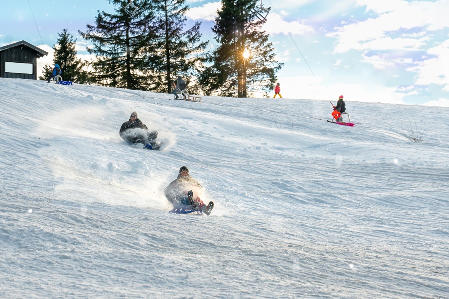 Tobogganing en familia 

