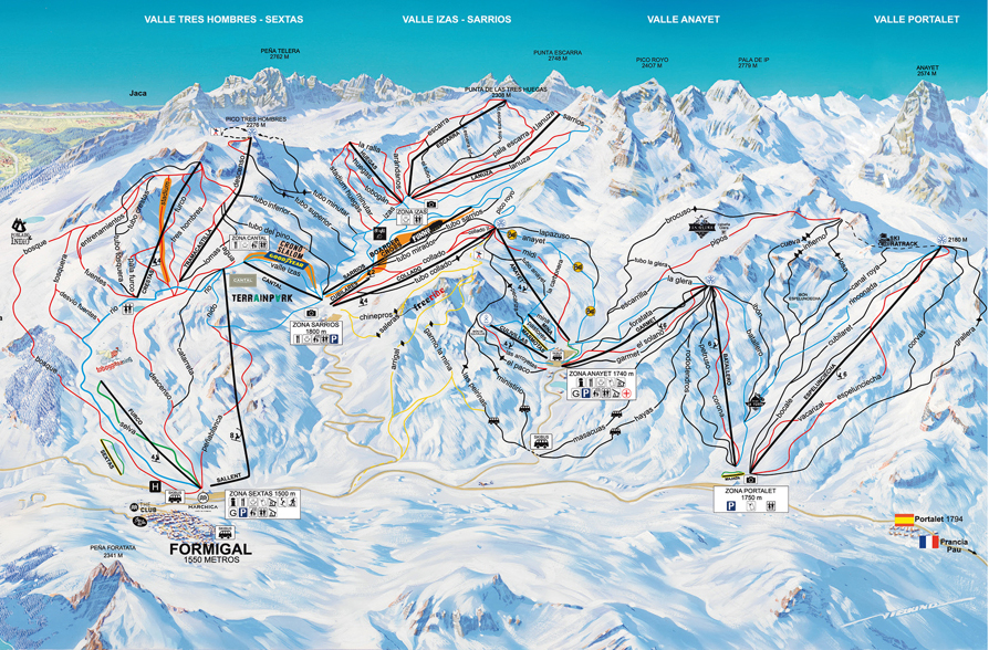 Mapa de las pistas de Formigal 